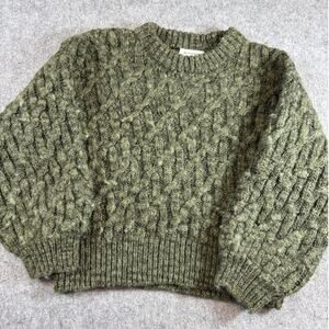 Vintage 90s Sweater Mens Free Size Green Chunky Knit Textured Fisherman Grandpa